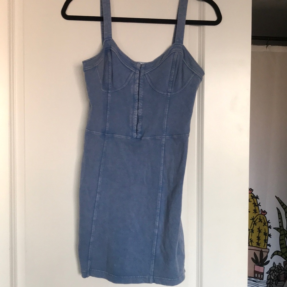 Free People baby blue acid wash-ish bodycon dress